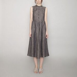 7115 by Szeki Linen Textured Princess Dress in Navy Small